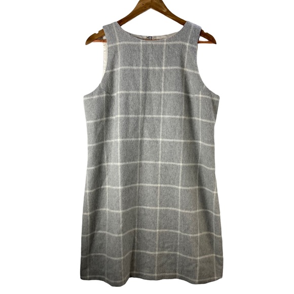 Anthropologie Paper Crown Gray Checkered Wool Blend Sleeveless Dress - Picture 2 of 10